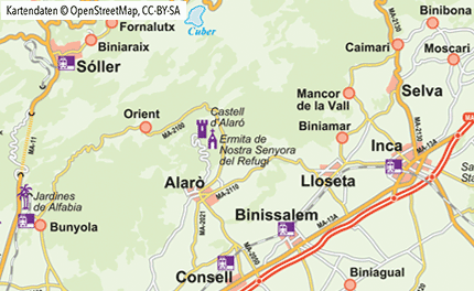 Karte Castell d’ Alaró