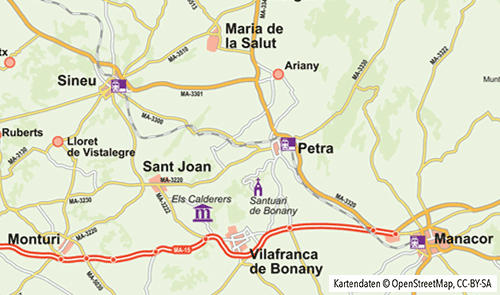 Karte Santuari de Bonany