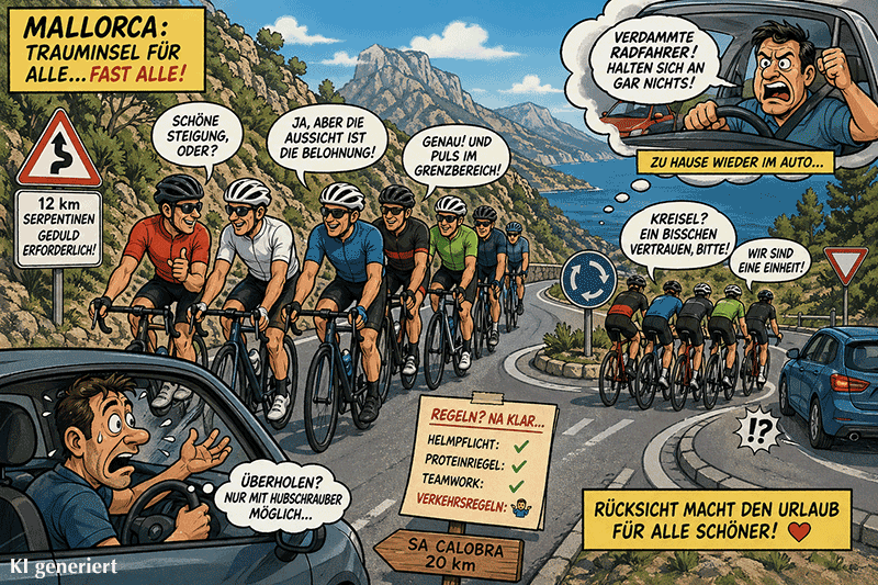 Radfahrer und Mietwagen Konflikt - KI generiert