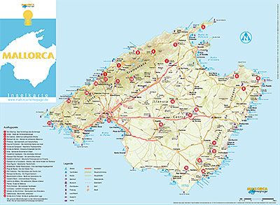 Mallorca-Homepage.de - MALLORCA-Karte mit Urlaubsorten, Stränden und Seehenswürdigkeiten